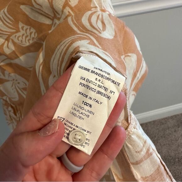 Robert Friedman Tan Neutral Floral Linen Mini Dress Large - Picture 8 of 11